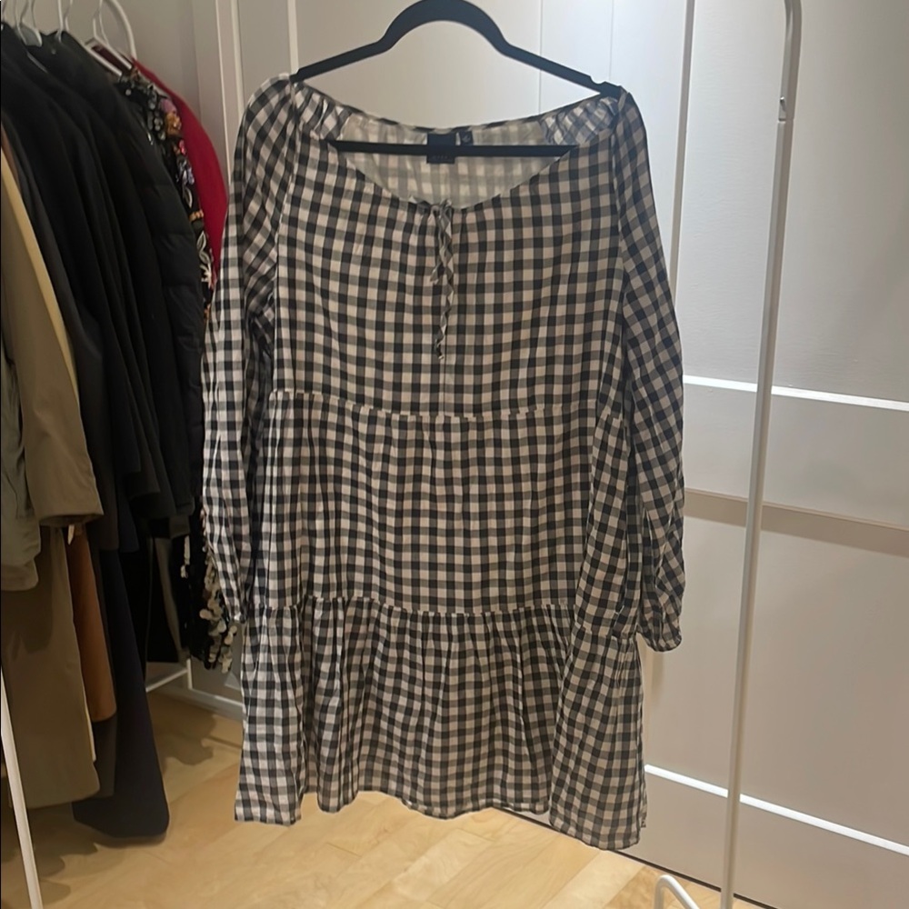 GAP Cotton Lightweight Black and White Plaid Loose Dress (size: L) - Unworn